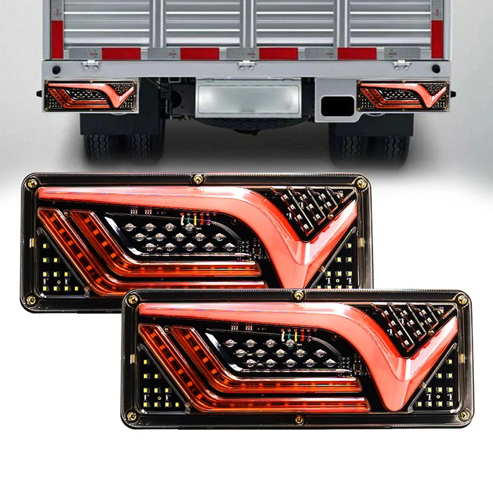 2 x 12V LED Rear Lamps Stop Tail Indicator Reverse Lights for Trailer Truck