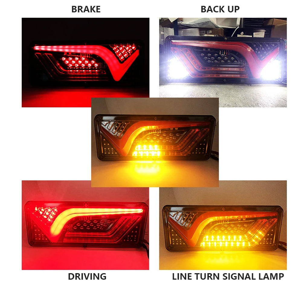 2 x 12V LED Rear Lamps Stop Tail Indicator Reverse Lights for Trailer Truck