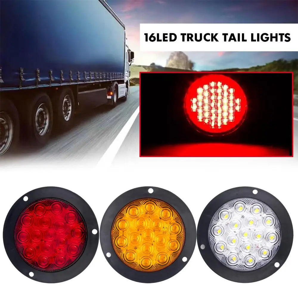 2 x White LED Rear Light Round 136mm 12-24V Reverse Lamp Tail Lamp Trailer Truck