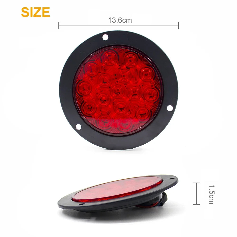1 x Red LED Rear Light Round 136mm 12-24V Stop/Tail Lamp Caravan Trailer Truck