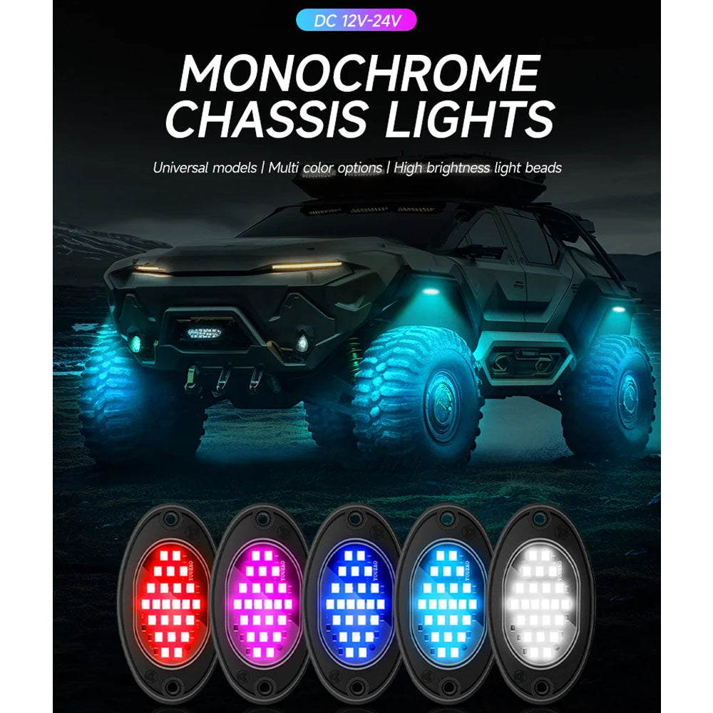 4pcs Blue LED Rock Lights LED Underglow Lights for Car Pickup Truck SUV UTV ATV
