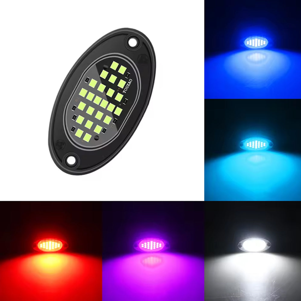 4pcs Blue LED Rock Lights LED Underglow Lights for Car Pickup Truck SUV UTV ATV