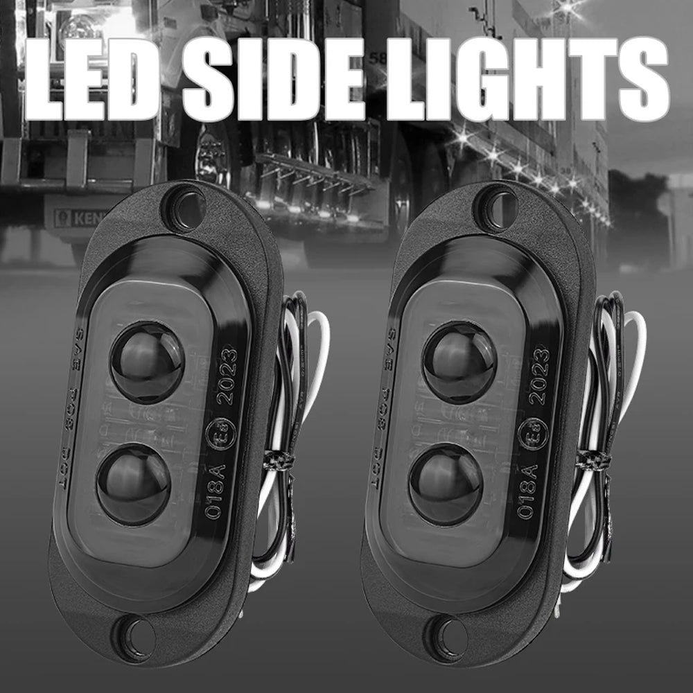 2 x White LED Front Marker Lamps 2LED 12V-24V Multivolt LED Front Marker Lights