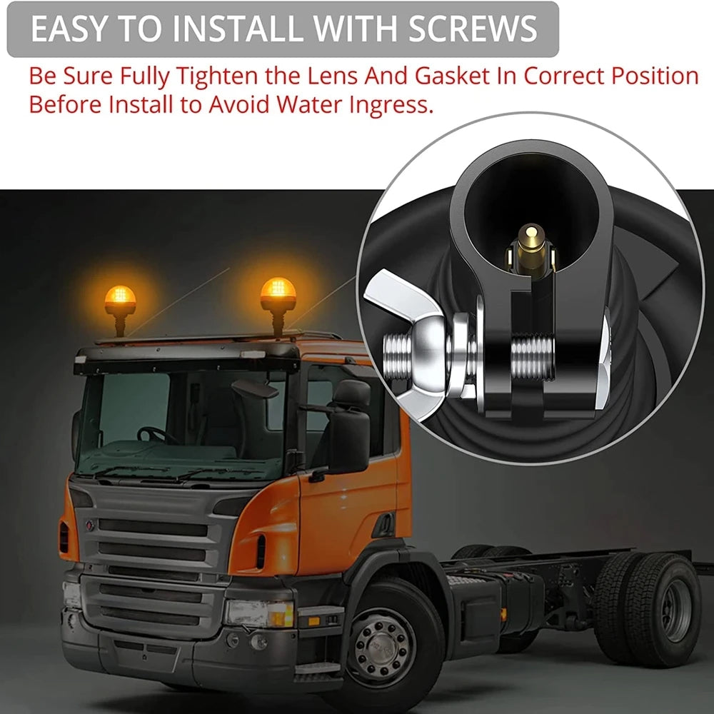 1 x Amber LED Strobe Light Beacon Lamp Warning Flashing Lamp for Tractor Truck