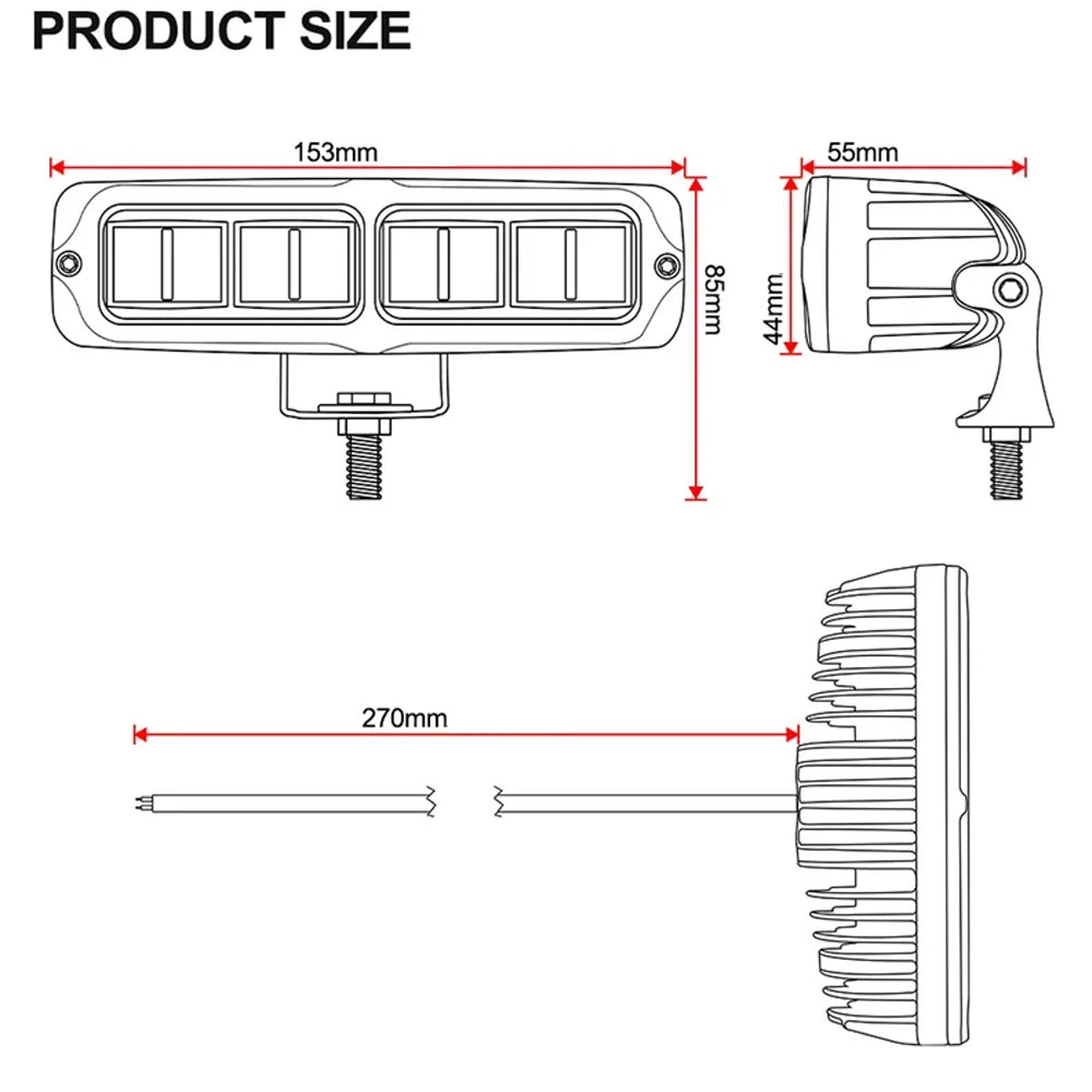 1 x 30W LED Work Light 153x44mm 12-24V 4000K Yellow LED Light Bar Driving Beam