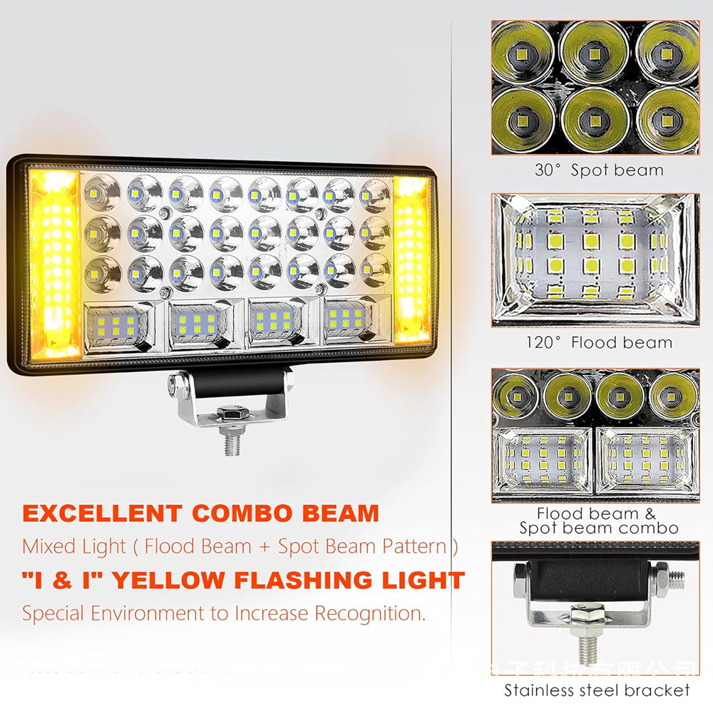 2 x 204W LED Work Light 178x89mm 12-24V 6000K 2 Modes Work Light and Warning