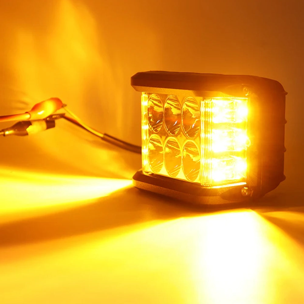 1pc 96x74mm LED Work Light Front White Spot Light & Dual Side Amber Strobe Lamp