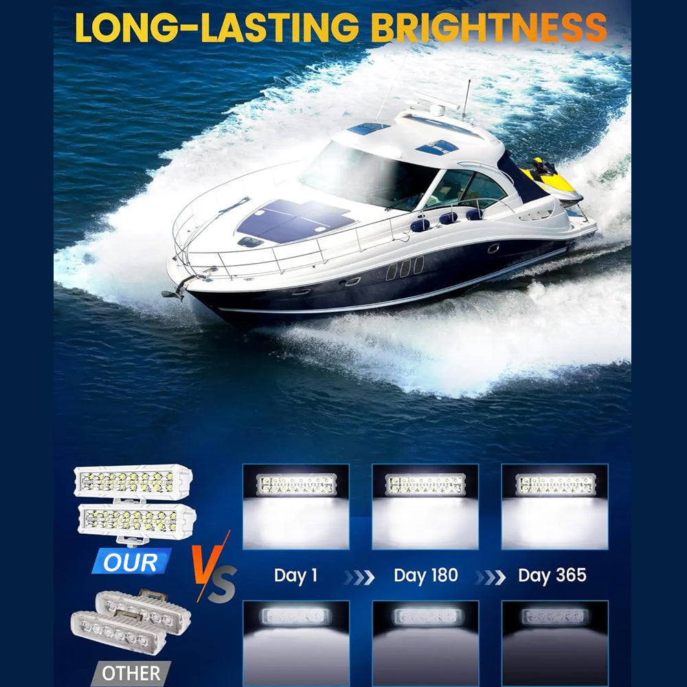 2 x LED Work Lights 50W 155x43mm 12-24V 6500K Spot Flood Beam LED Car Boat Light