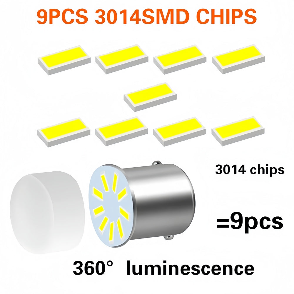 8 x Yellow BAY15D 1157 P21/5W 12V 9SMD 600LM LED Condensing Lens Yellow (8pcs)