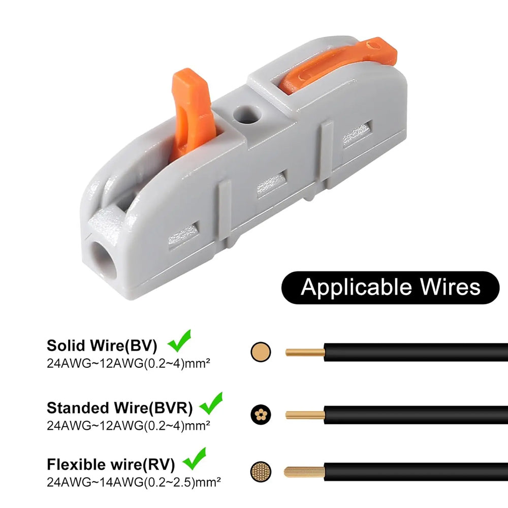 50 x Lever Nut Wire Connectors 1 to 1 Inline Wire Cable Connector Clamp Terminal