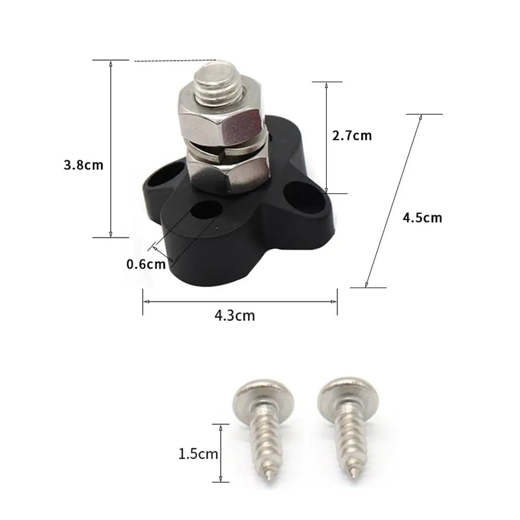 M10 Red and Black Insulated Power Distribution Stud Terminal Block Single Stud