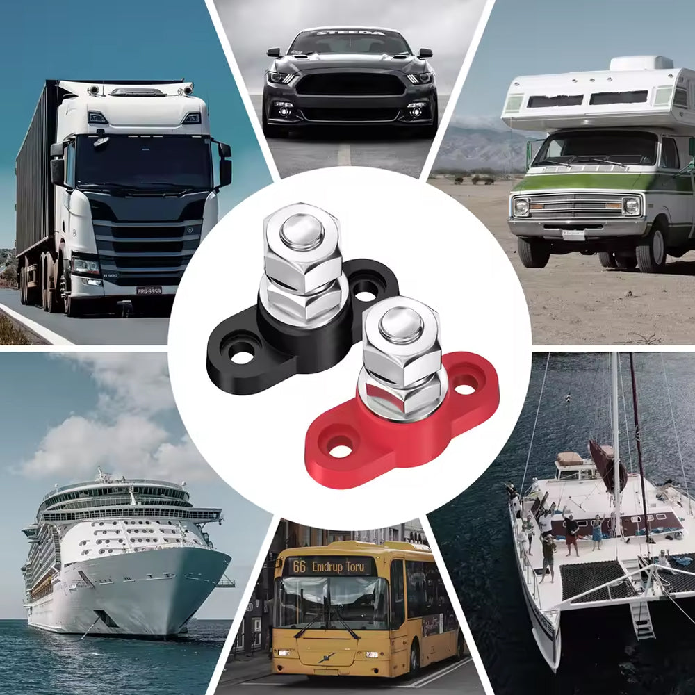 1 Pair M10 Terminal Block Stud 12-48V 250A Junction Power Distribution Block