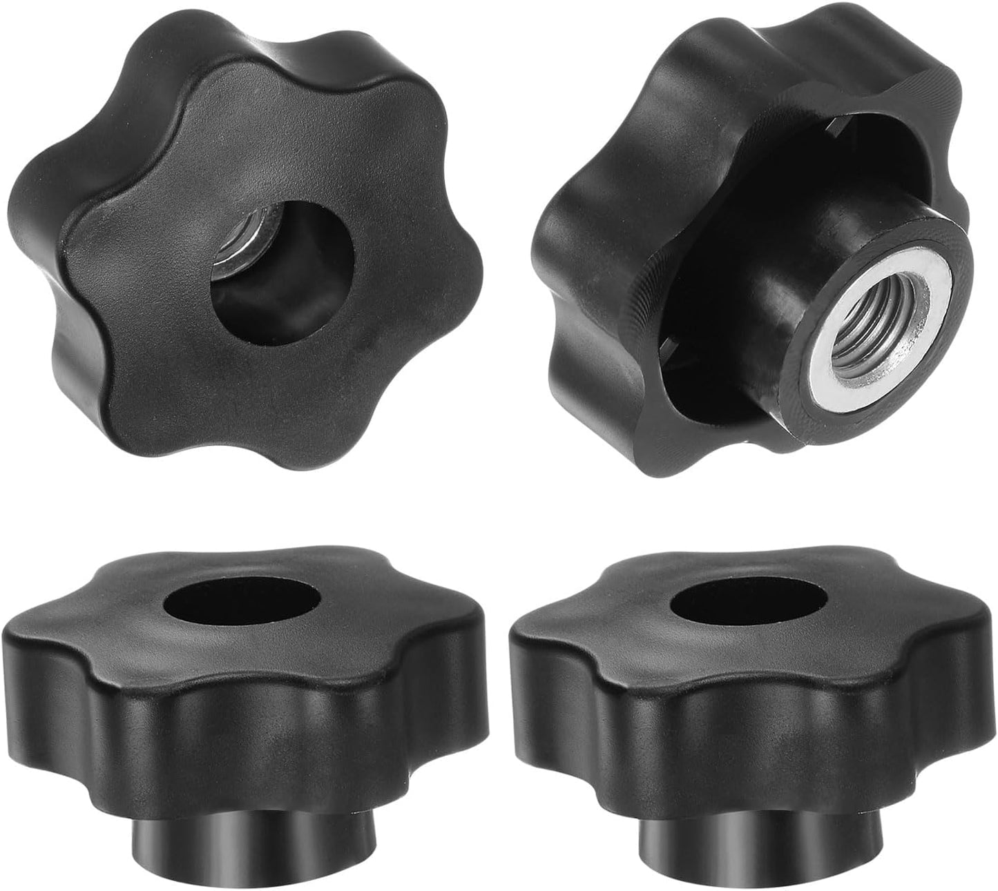 1 x M12 48mm Hand Tighten Nut 6 Petal with Hole Through Easy Tighten and Release