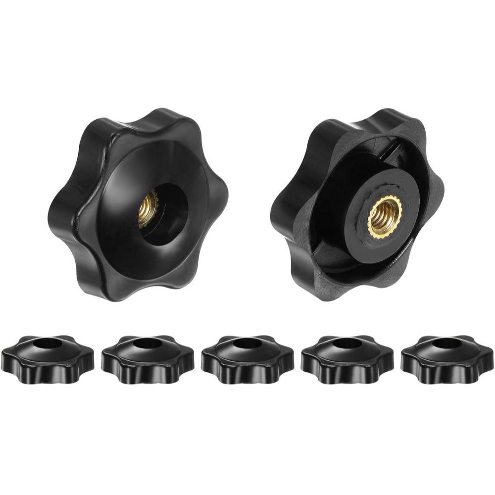 5 x M5 32mm Hand Tighten Nut 6 Petal with Hole Through Easy Tighten and Release