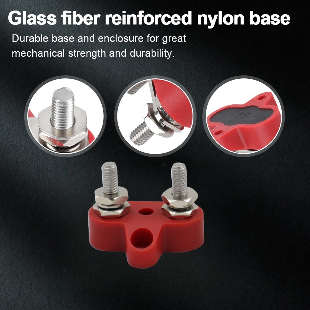 M6 Red Insulated Double Stud Power Distribution Studs Terminal Block M6