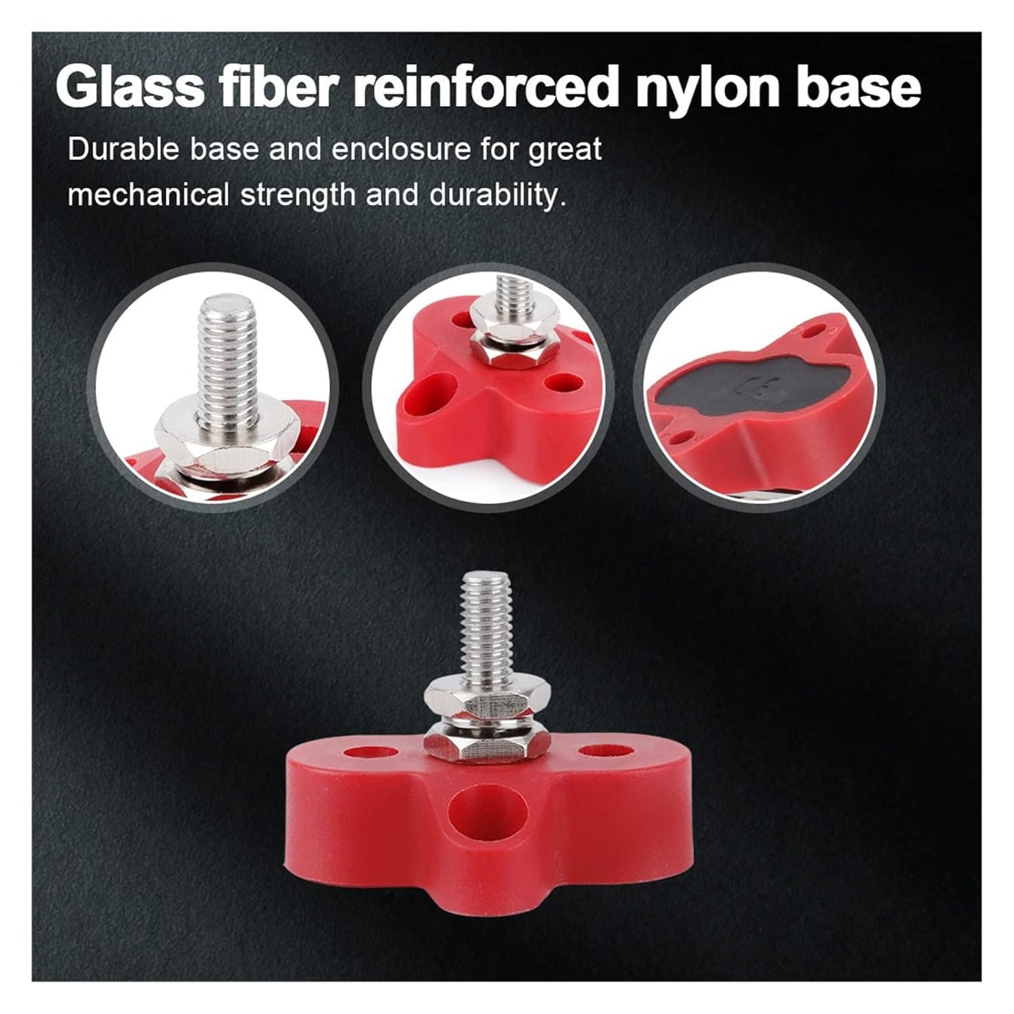 M6 Red Insulated Power Distribution Stud Terminal Block M6 Single Stud