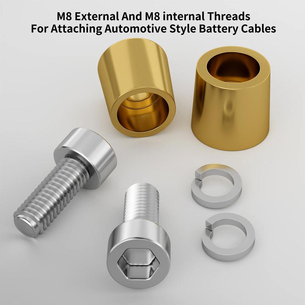 1 Pair M8 Brass Car Battery Pole Adapters M8 Brass Battery Terminal Connectors