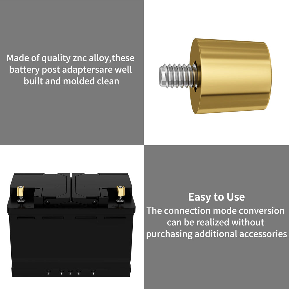 1 Pair M8 Brass Car Battery Pole Adapters M8 Brass Battery Terminal Connectors