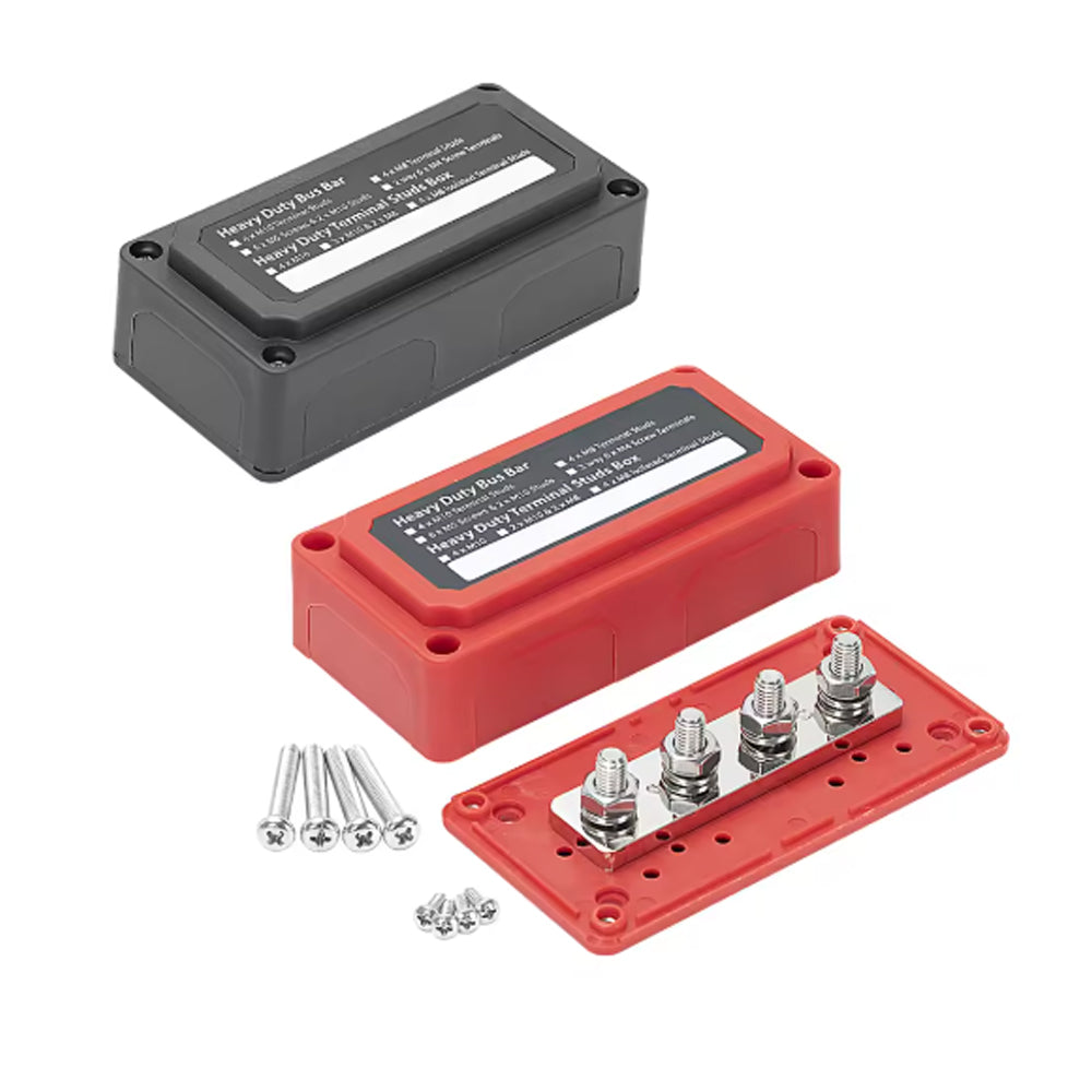 M8 Bus Bar 12-48V 300A Power Distribution Block 4 x M8 Studs Car Marine Terminal
