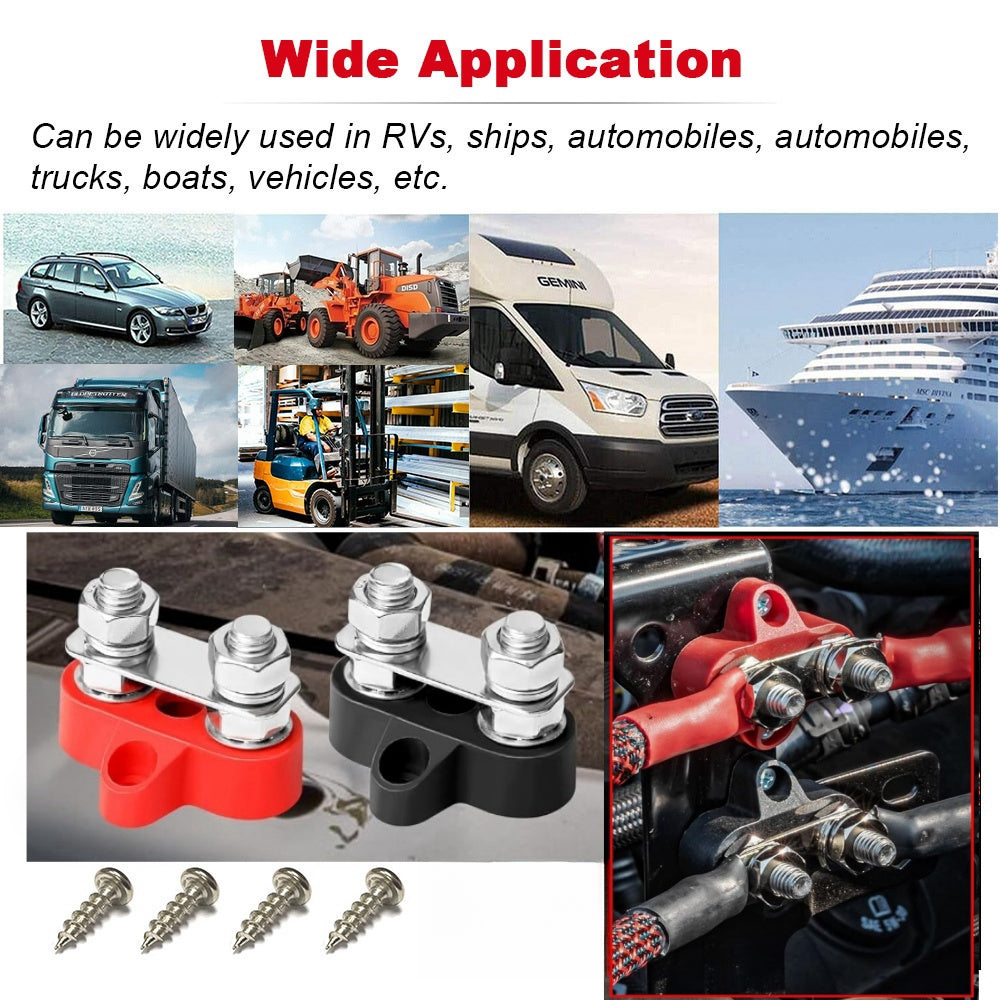 M8 Red Insulated Double Stud Power Distribution Stud Terminal Block M8