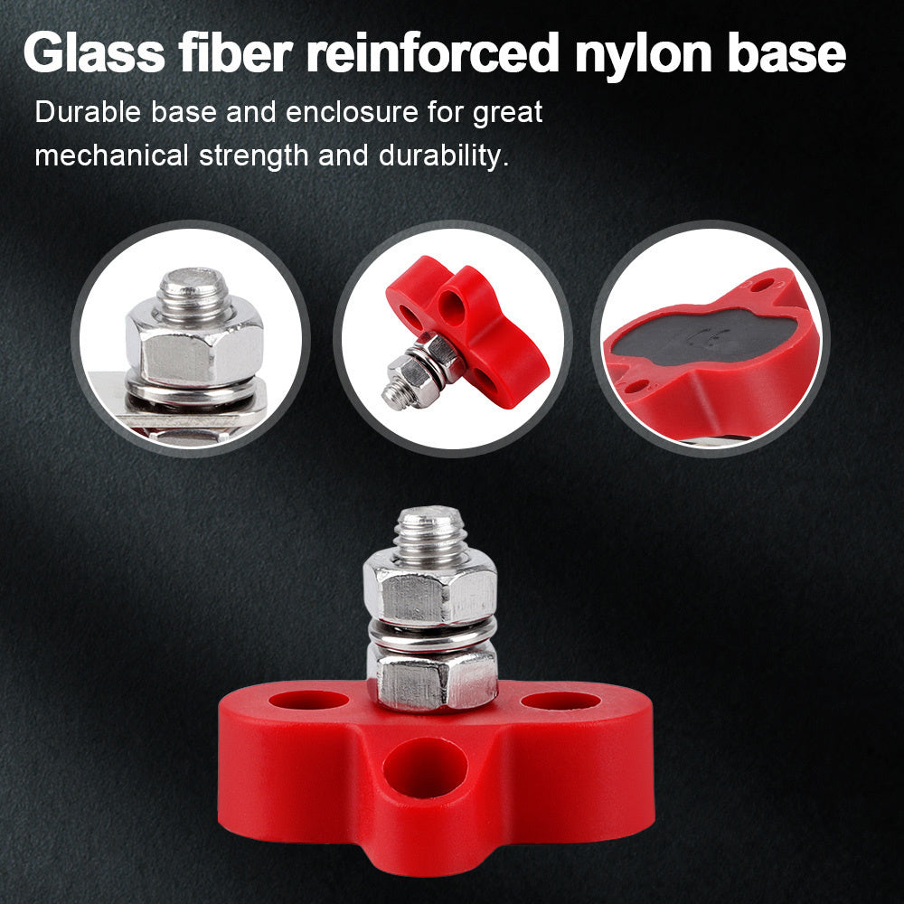 M8 Red Insulated Power Distribution Stud Terminal Block M8 Single Stud