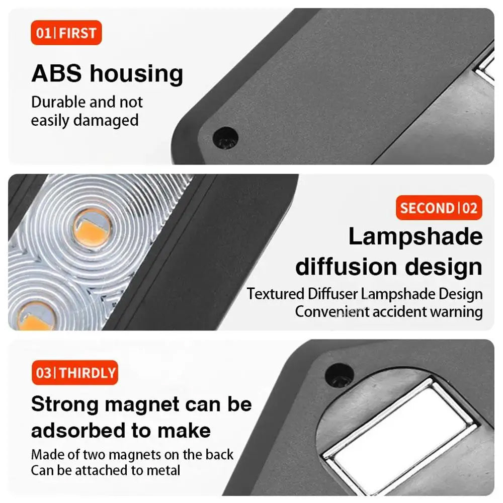 Amber White Magnetic Rooftop Strobe Light Beacon Lamp USB Warning Flashing Light