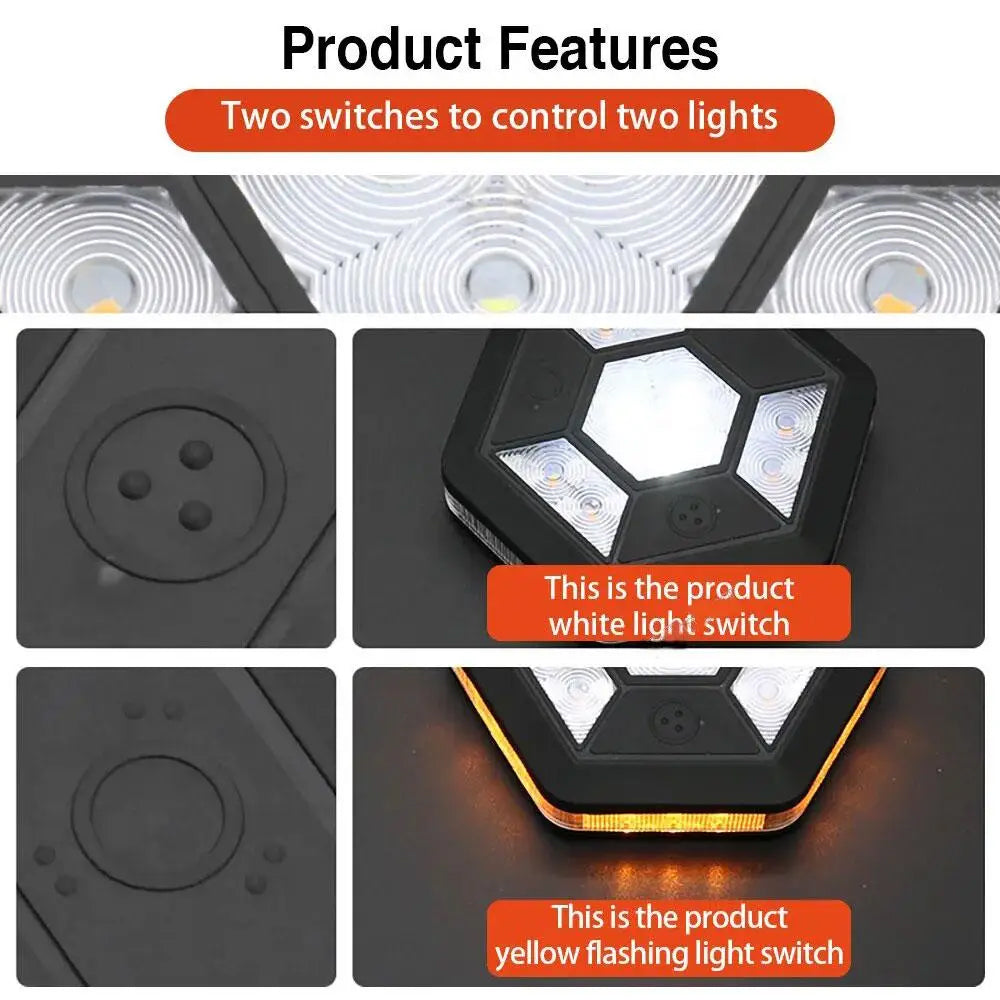 Amber White Magnetic Rooftop Strobe Light Beacon Lamp USB Warning Flashing Light