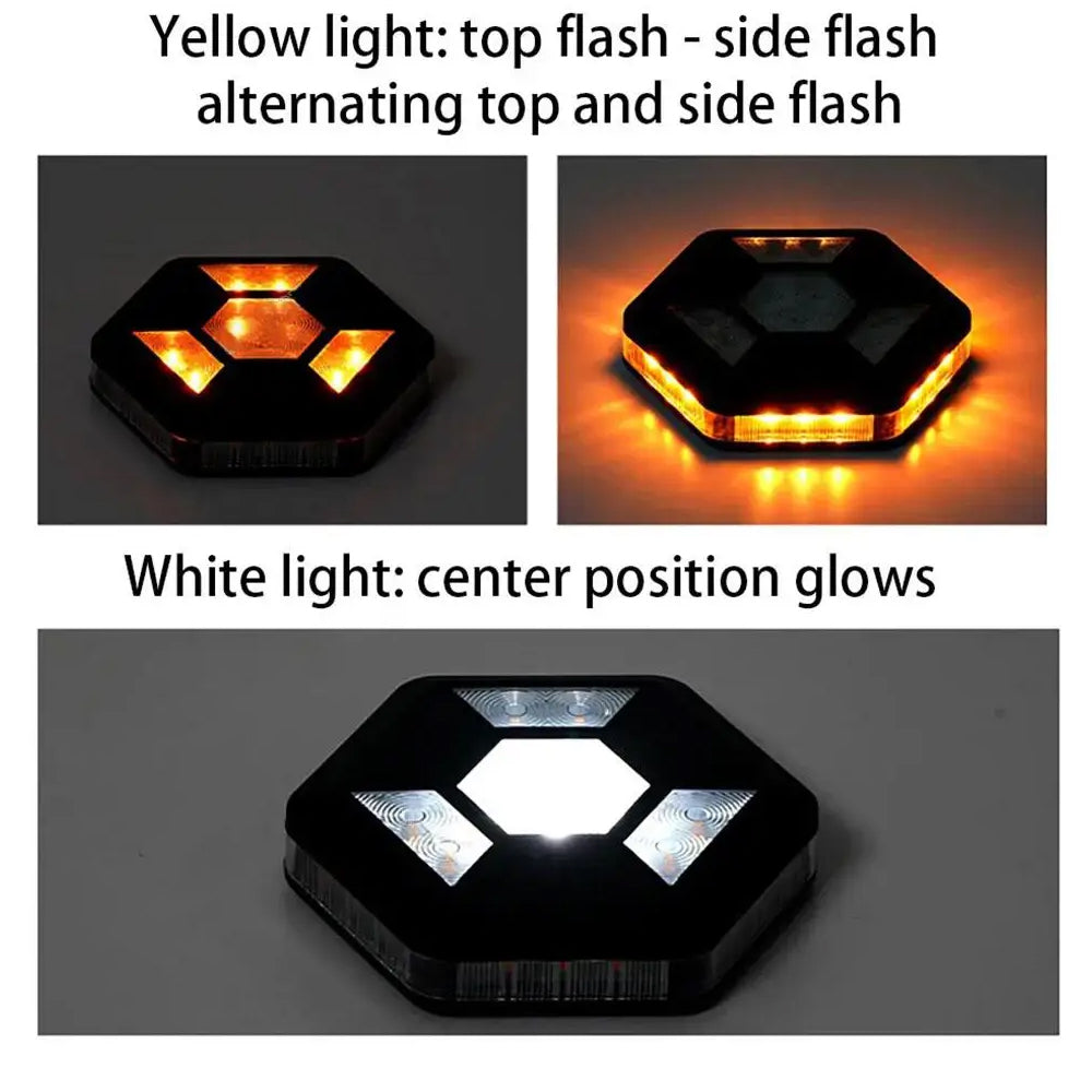 Amber White Magnetic Rooftop Strobe Light Beacon Lamp USB Warning Flashing Light