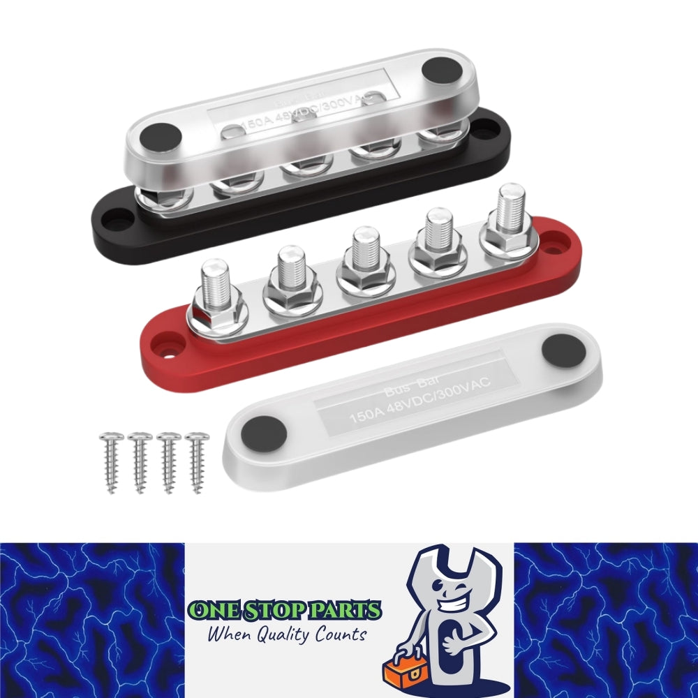M6 Bus Bar 12V-48V 150A Power Distribution Block 5xM6 Posts Studs Terminal Block