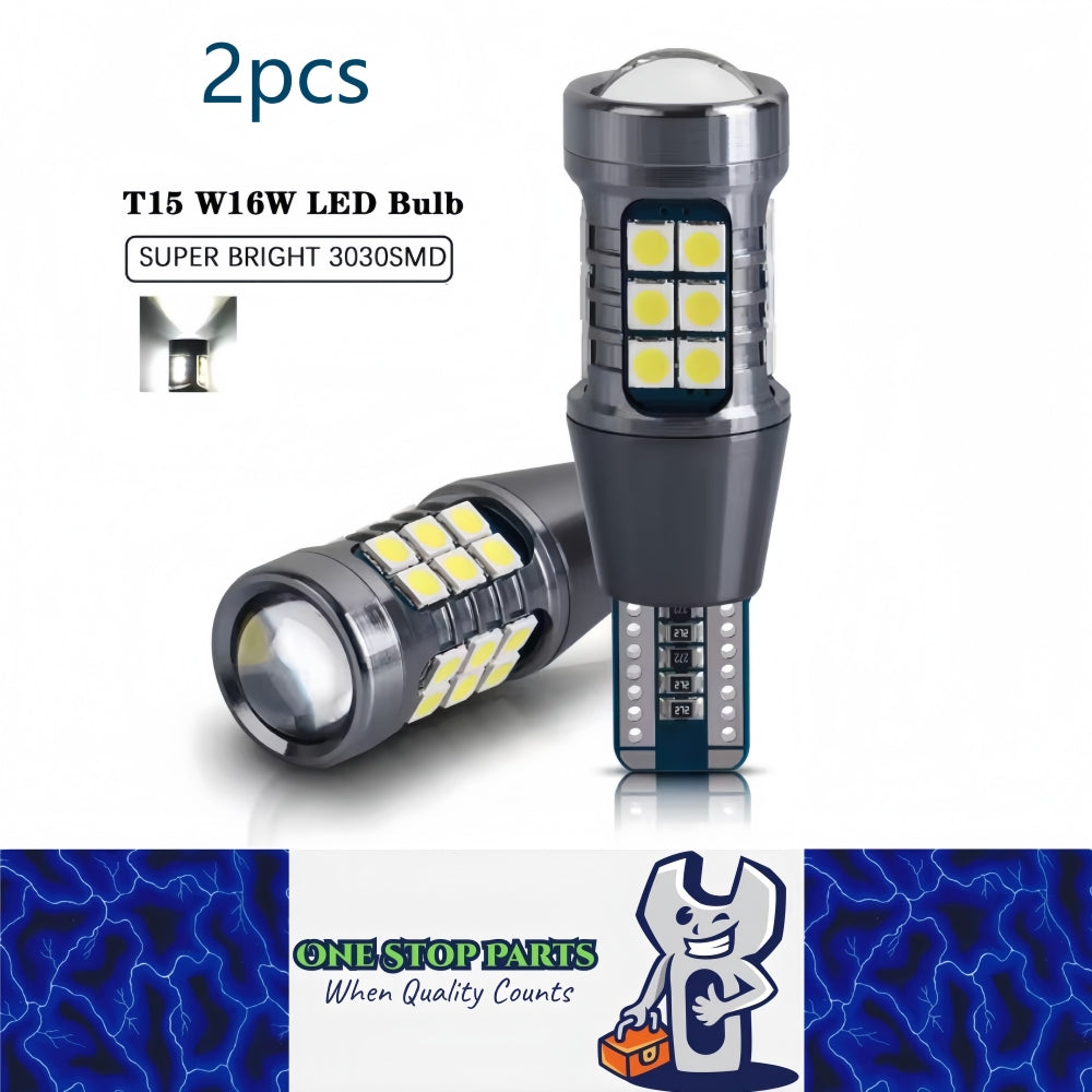 2 x T15 White LED 27x3030smd 12v Projector Style LEDs 1620lm White (2pcs)