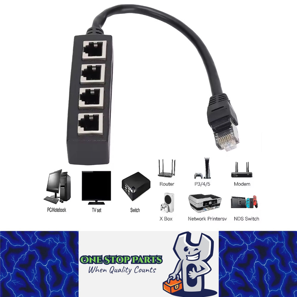 RJ45 Splitter Male to 4 Female Ethernet Cable Splitter RJ45 LAN Network Adapter