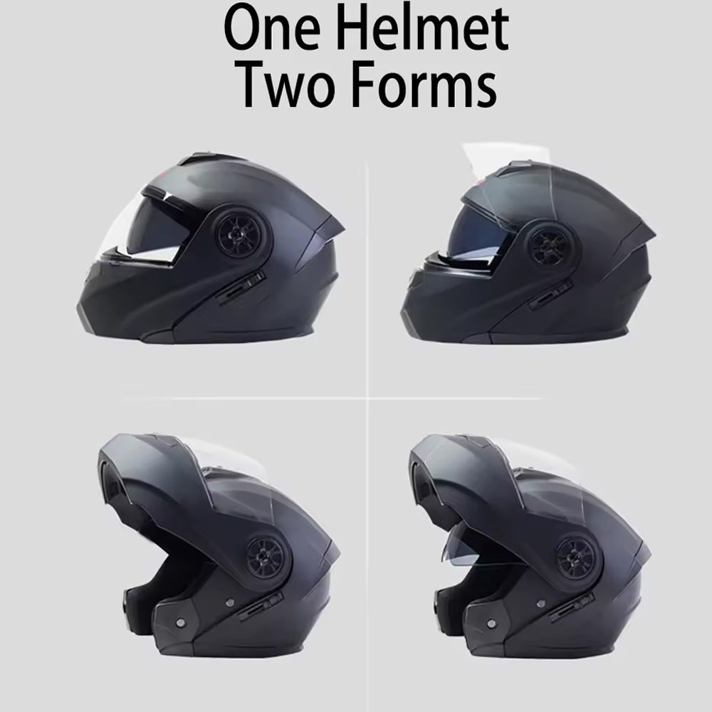 Black Size XL Motorcycle Full Face Helmet Men Women Dual Lens Sun Glass Helmet