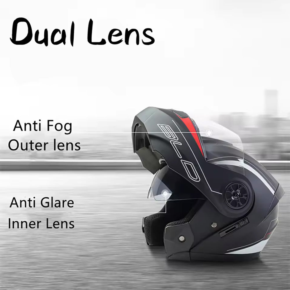 Black Size XL Motorcycle Full Face Helmet Men Women Dual Lens Sun Glass Helmet