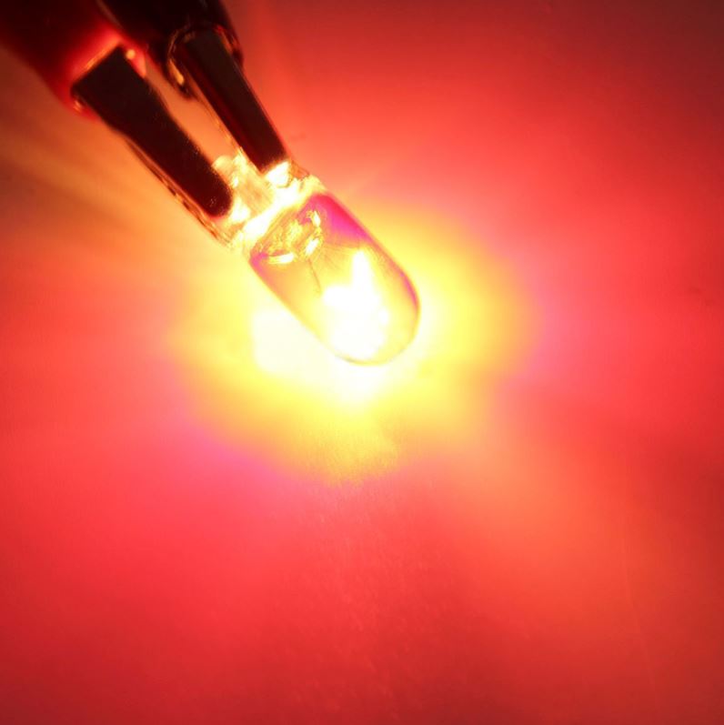 10 x T10 12v 5w Red Coated Incandescent Canbus Globes (10pcs)