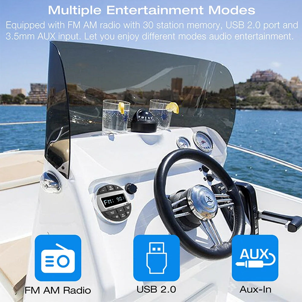 Boat Radio Media Player Marine Stereo MP3 Waterproof Bluetooth Audio Radio FM AM