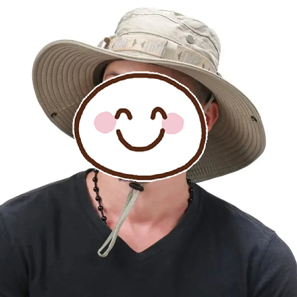 Khaki Men Bucket Hat UV Protection Wide Brim Panama Safari Hiking Fisherman Hat
