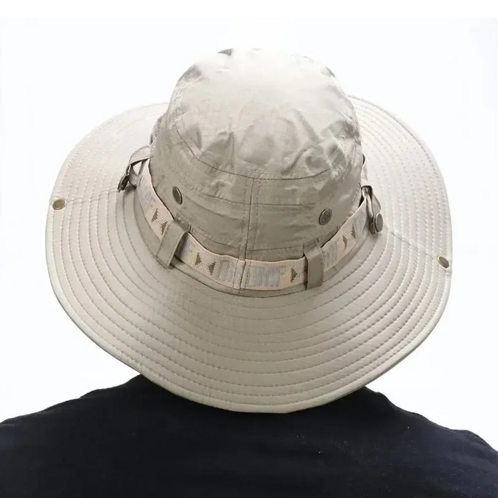 Light Green Men Bucket Hat UV Protection Wide Brim Panama Hiking Fisherman Hat