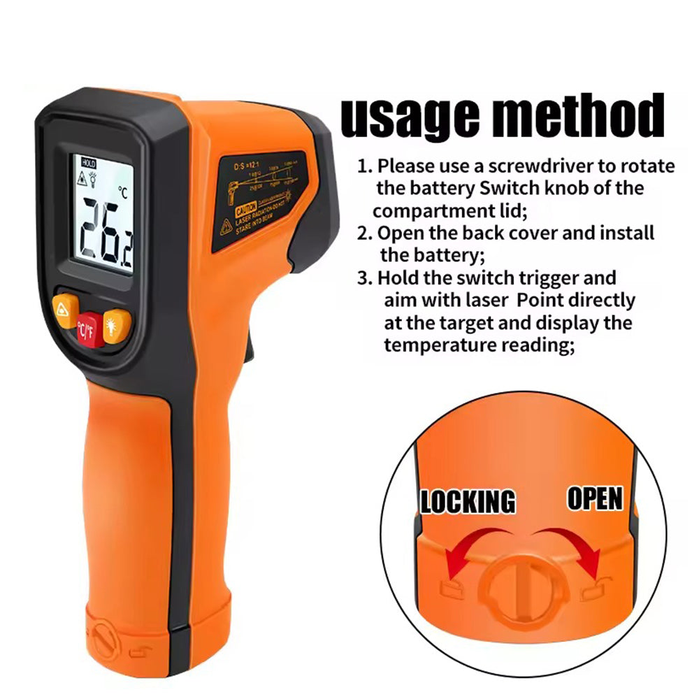 Laser Infrared Digital Thermometer -50-400 degree 2 x AAA Get Quick Temp Reading