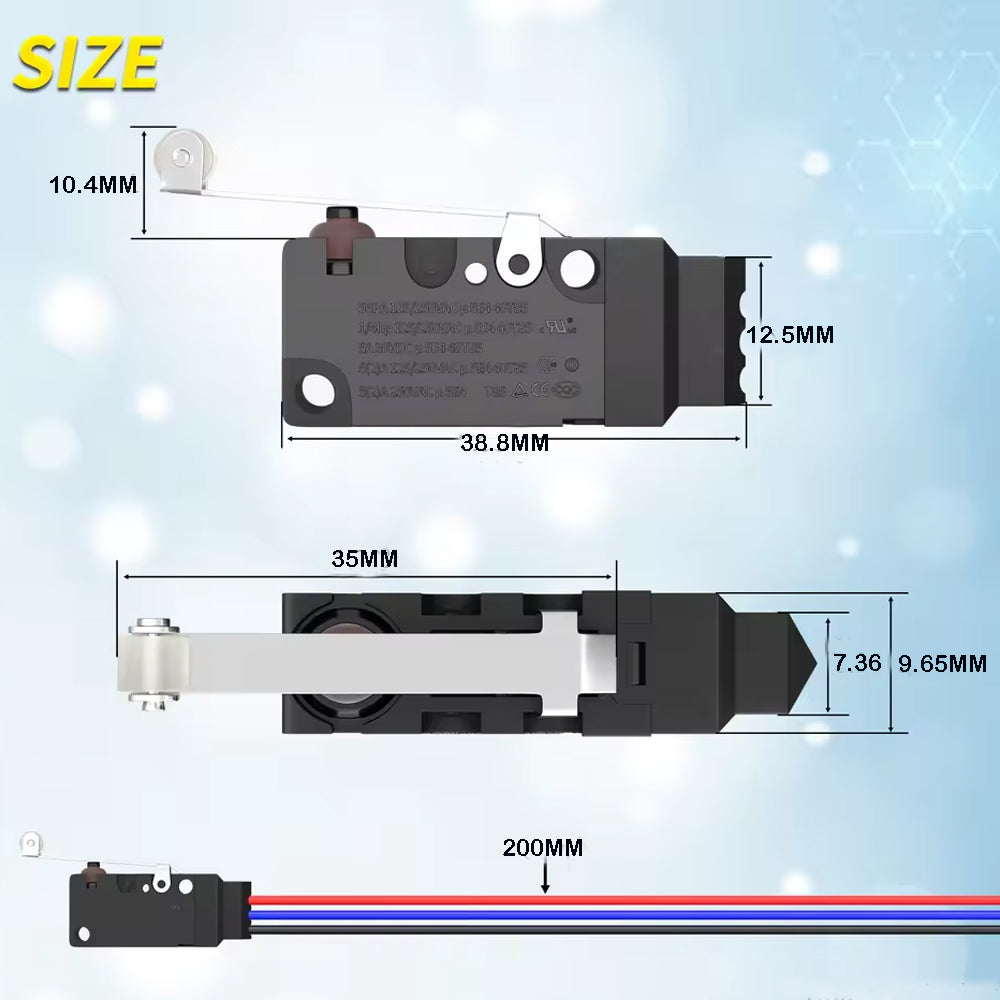 2 x Micro Limit Switch with Roller Lever 5A 30V SPDT 3 Pin PreWired Micro Switch