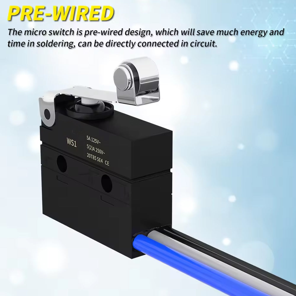 2 x Micro Limit Switch with Roller Lever 6A 12V SPDT 3 Pin PreWired Micro Switch