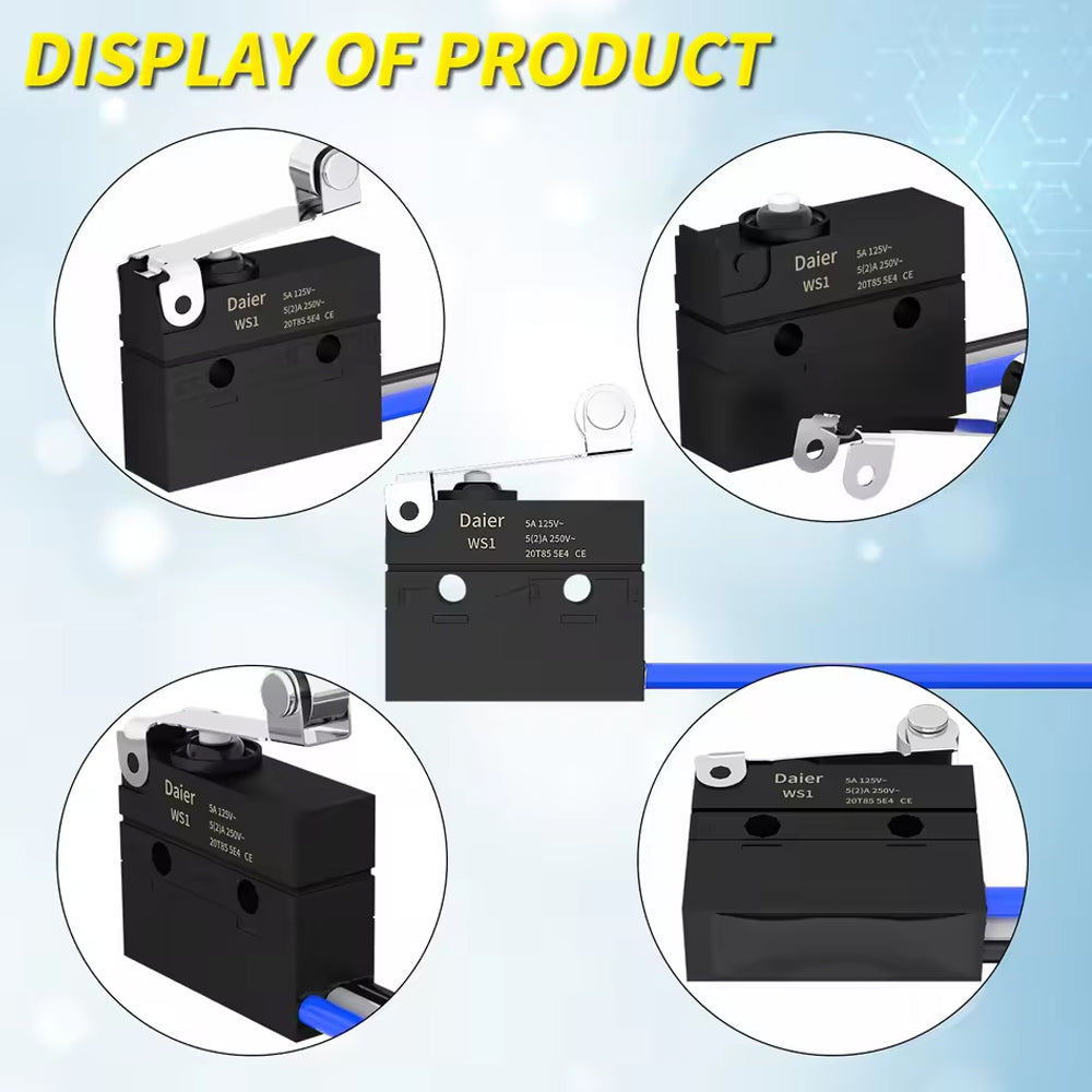 2 x Micro Limit Switch with Roller Lever 6A 12V SPDT 3 Pin PreWired Micro Switch