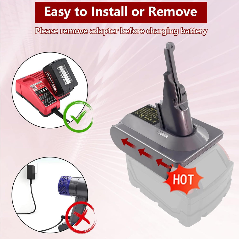 Battery Adapter for Milwauke 18V Battery for Dyson V7/V8 Series Vacuum Cleaner