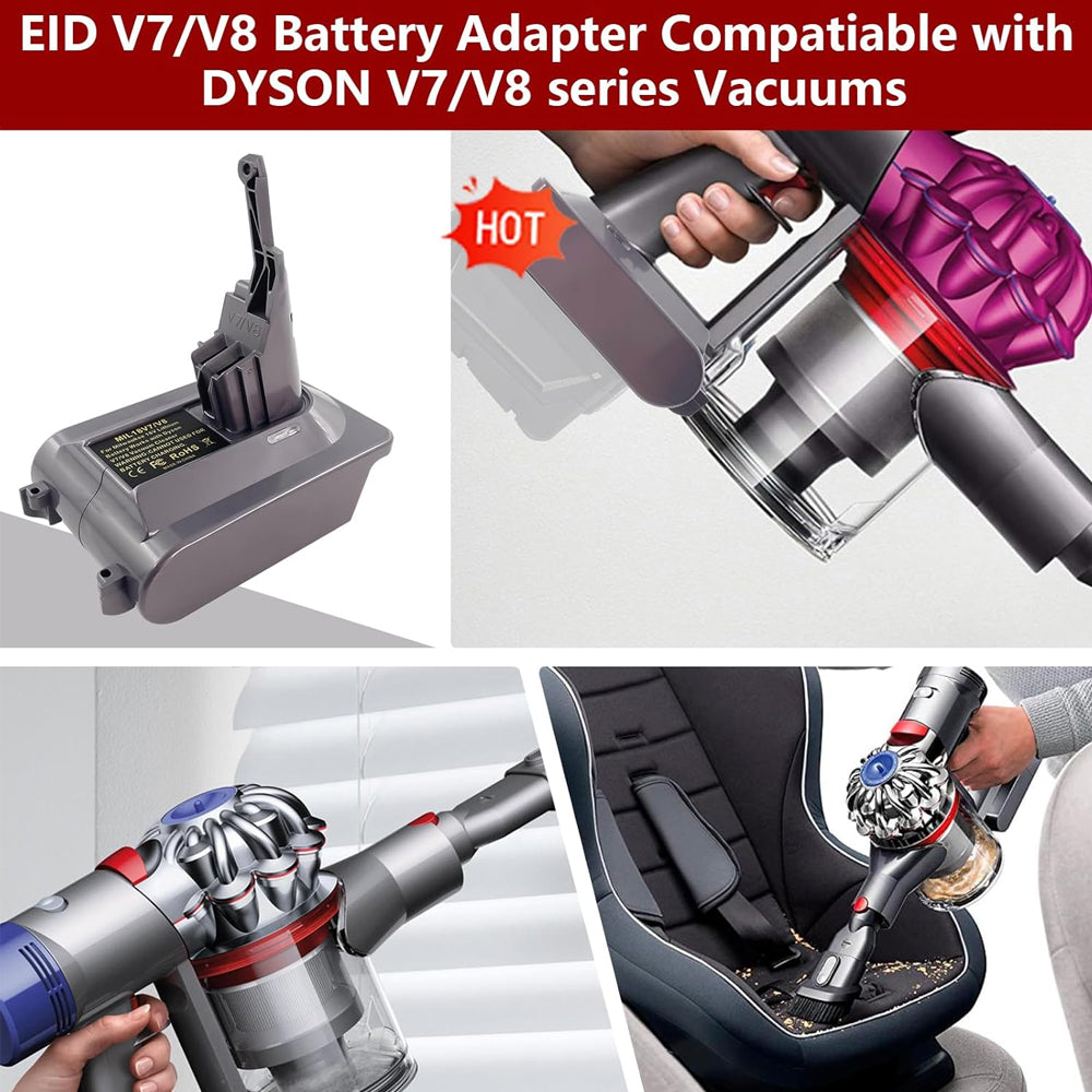 Battery Adapter for Milwauke 18V Battery for Dyson V7/V8 Series Vacuum Cleaner