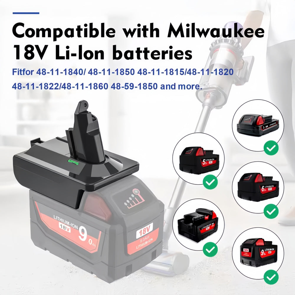 Battery Adapter for Milwauke 18V Battery work for Dyson V6 Series Vacuum Cleaner