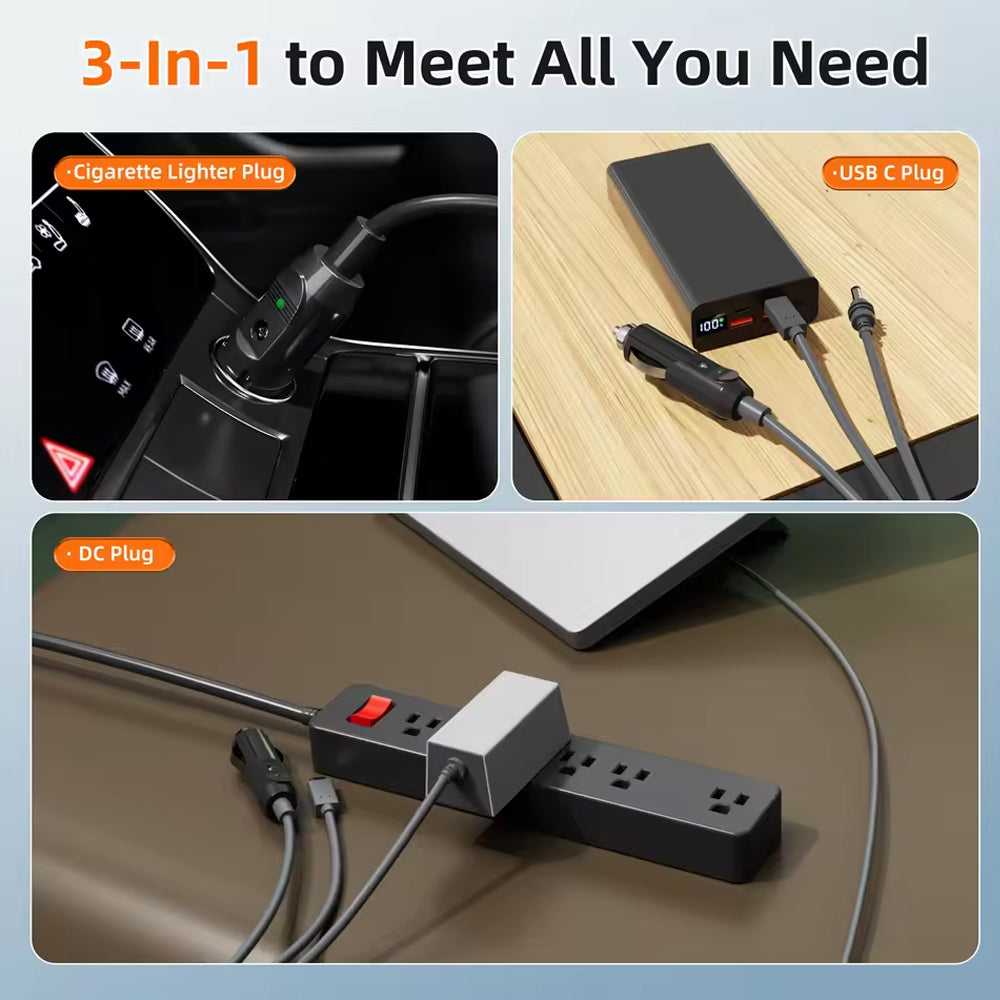 3M Starlink Mini 3-in-1 DC Power Cable to USB C Cigarette Lighter Plug & DC Male