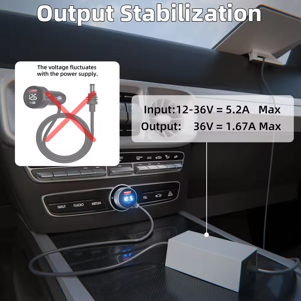 Starlink Mini Adapter Charger Cable with QC3.0 PD Volt & Converter to 36V 1.67A
