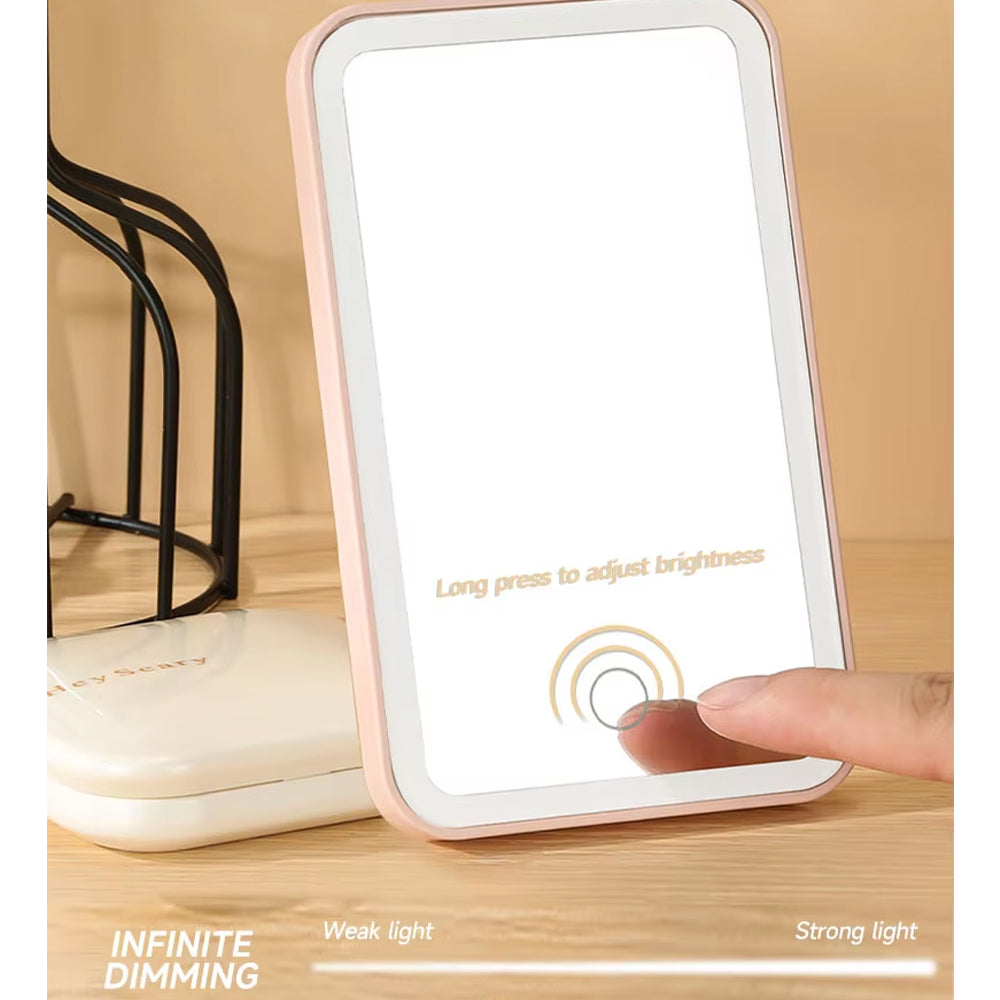 Pink Mini Car Makeup Mirror Sun Visor Plate LED Fill Light Vanity Makeup Mirror