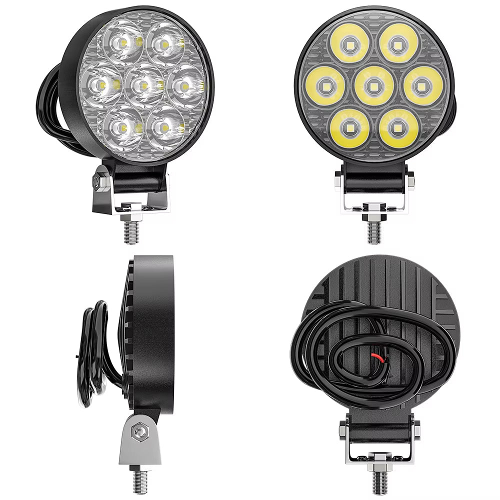 10 x Mini LED Work Lights Round 6.2CM 12V-24V 21W 6000K Spot Beam LED Work Light