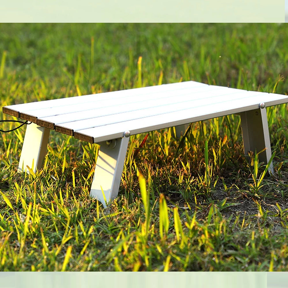 Mini Silver Camping Table Ultralight Portable Aluminum Folding Outdoor Table