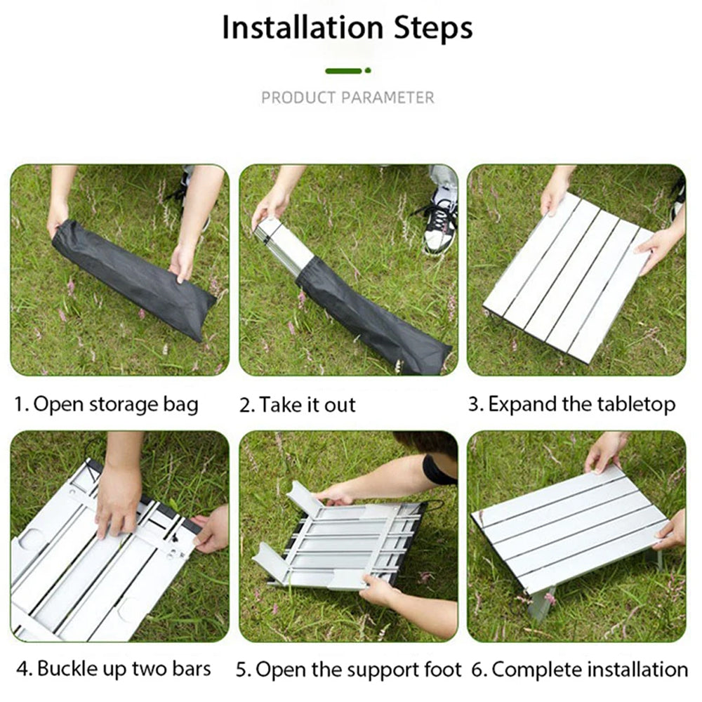 Mini Silver Camping Table Ultralight Portable Aluminum Folding Outdoor Table